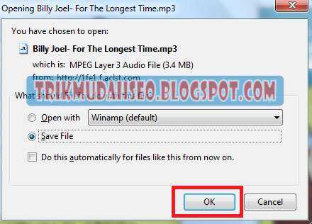 pilih simpan dan klik OK