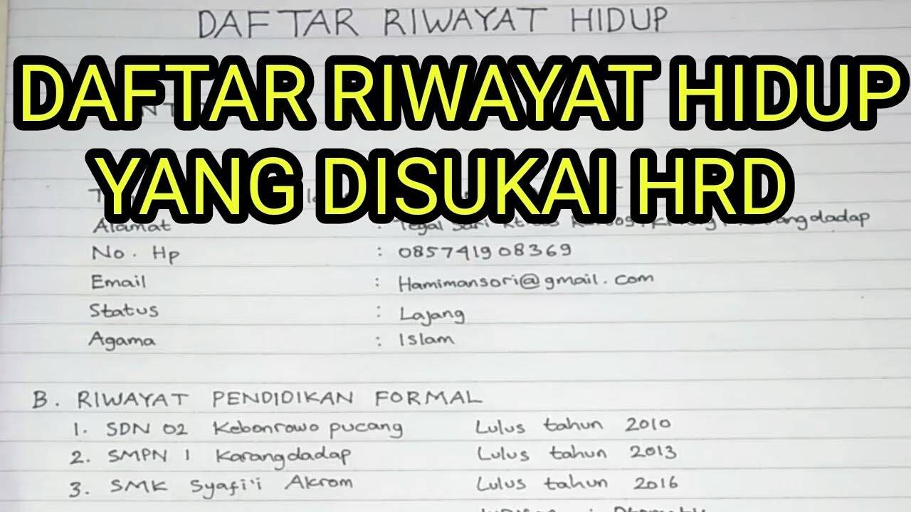 Contoh Format Daftar Riwayat Hidup